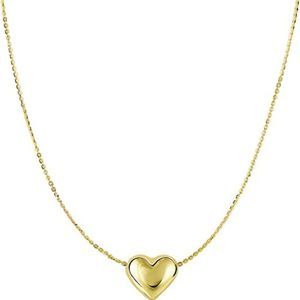 10K Yellow Gold Puffed Heart Pendant Necklace, 18"